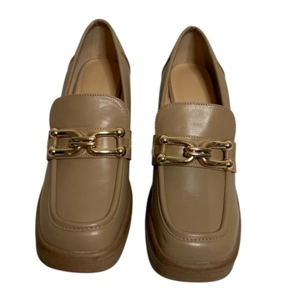 Just Fab Tan Block Heeled Loafer like new,‎ size 9. - Picture 1 of 4